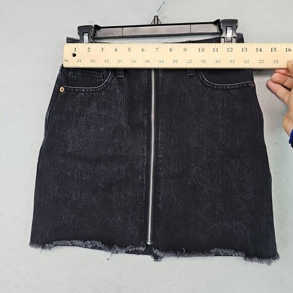 Abercrombie & Fitch Zoe Natural Rise Vintage A-Line Skirt Womens 2 Black Grunge - Picture 5 of 7